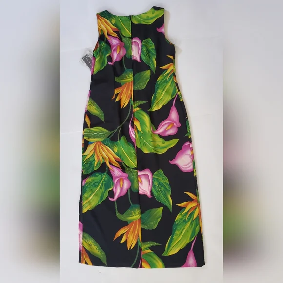 NWT Sag Harbor Black tropical floral maxi Sundress length size 6 Petite - Picture 8 of 10